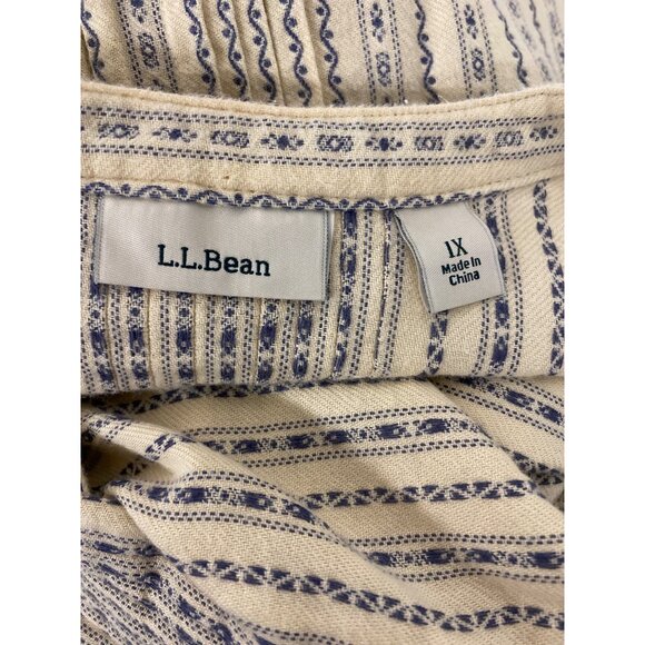 Vintage L.L. Bean Long Sleeve Striped Maxi Dress With Button Front Pintuck Detai - Picture 10 of 10